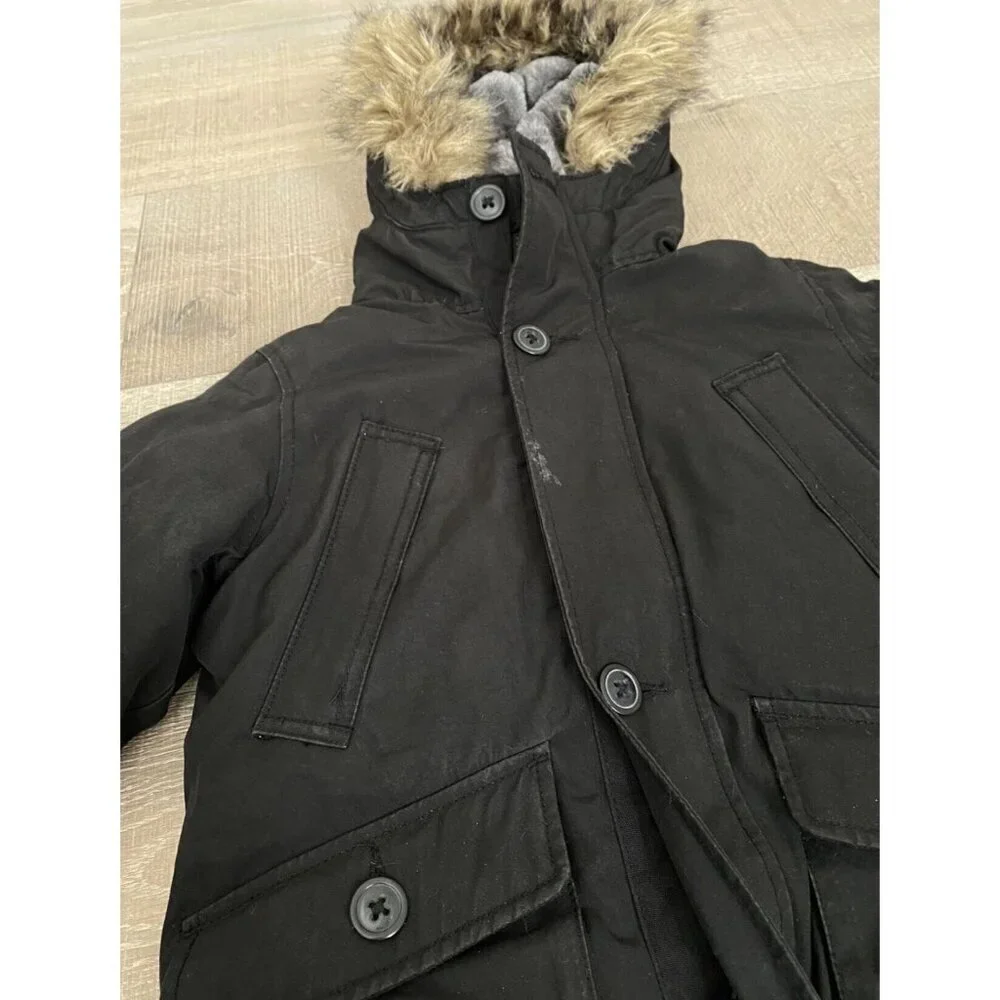 Gap Black Winter Coat With Fur Lined Hood